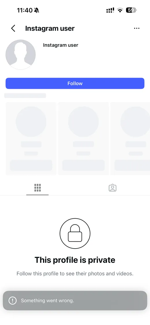 Профиль Алины Байгужиной в Instagram отображается как заблокированный — «Instagram user», закрытый и недоступный (17 июля 2026)