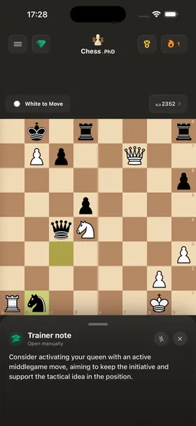 A coach who explains every move — Chess Puzzles: Tactics Trainer