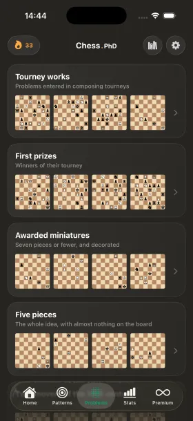 300,000+ chess problems — the largest collection anywhere — Chess Puzzles: Tactics Trainer